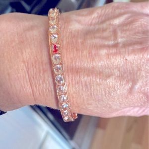 New in Box 925 Sterling 14K gold overlay Rose Gold Lab Created Stones Bangle